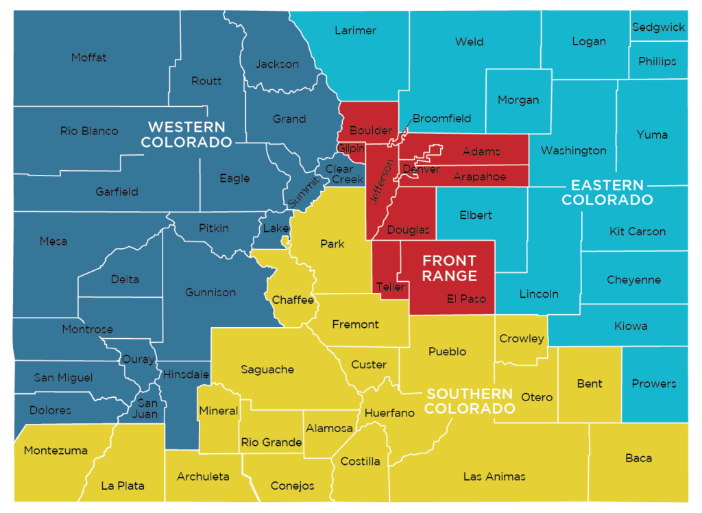 Reach Out and Read Colorado Regions Map